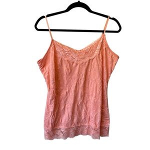 Maurices lace trim cami XL Coral Y2K layering tank top Fairy Crinkle V-neck
